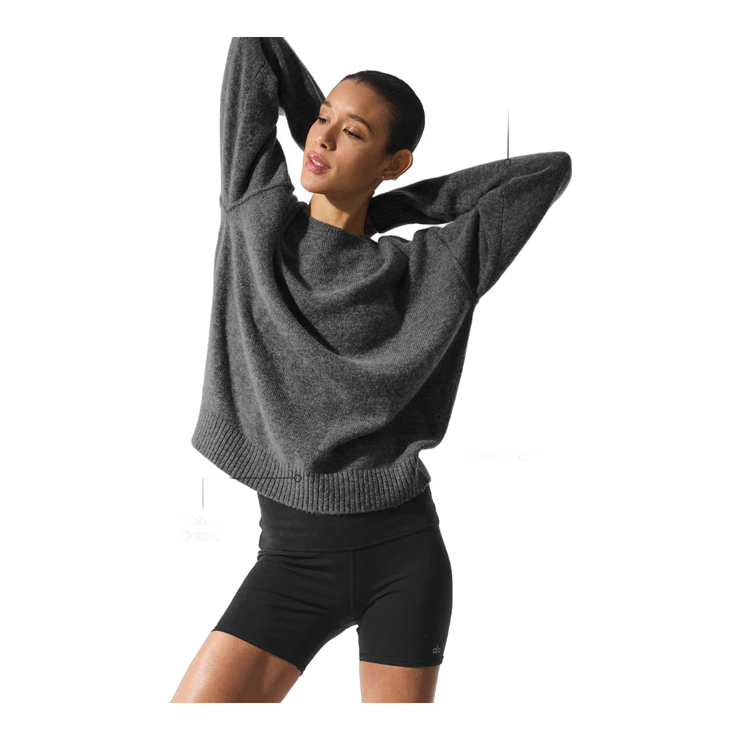 alo Unisex Wool Cashmere New Class Crewneck Sweater - Platinum Grey - Image 2