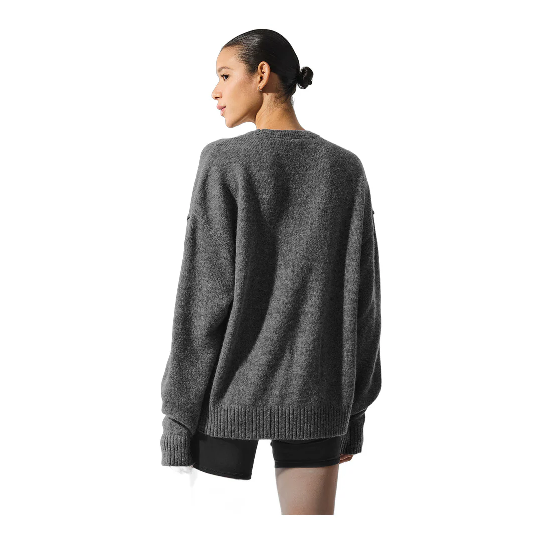 alo Unisex Wool Cashmere New Class Crewneck Sweater - Platinum Grey - Image 3