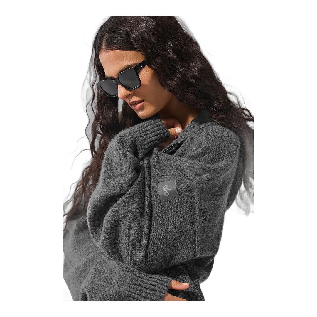 alo Wool Cashmere New Class Full Zip Hoodie - Platinum Grey - Image 4