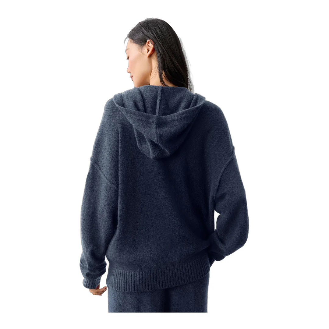 alo Wool Cashmere New Class Full Zip Hoodie - Navy - Image 3
