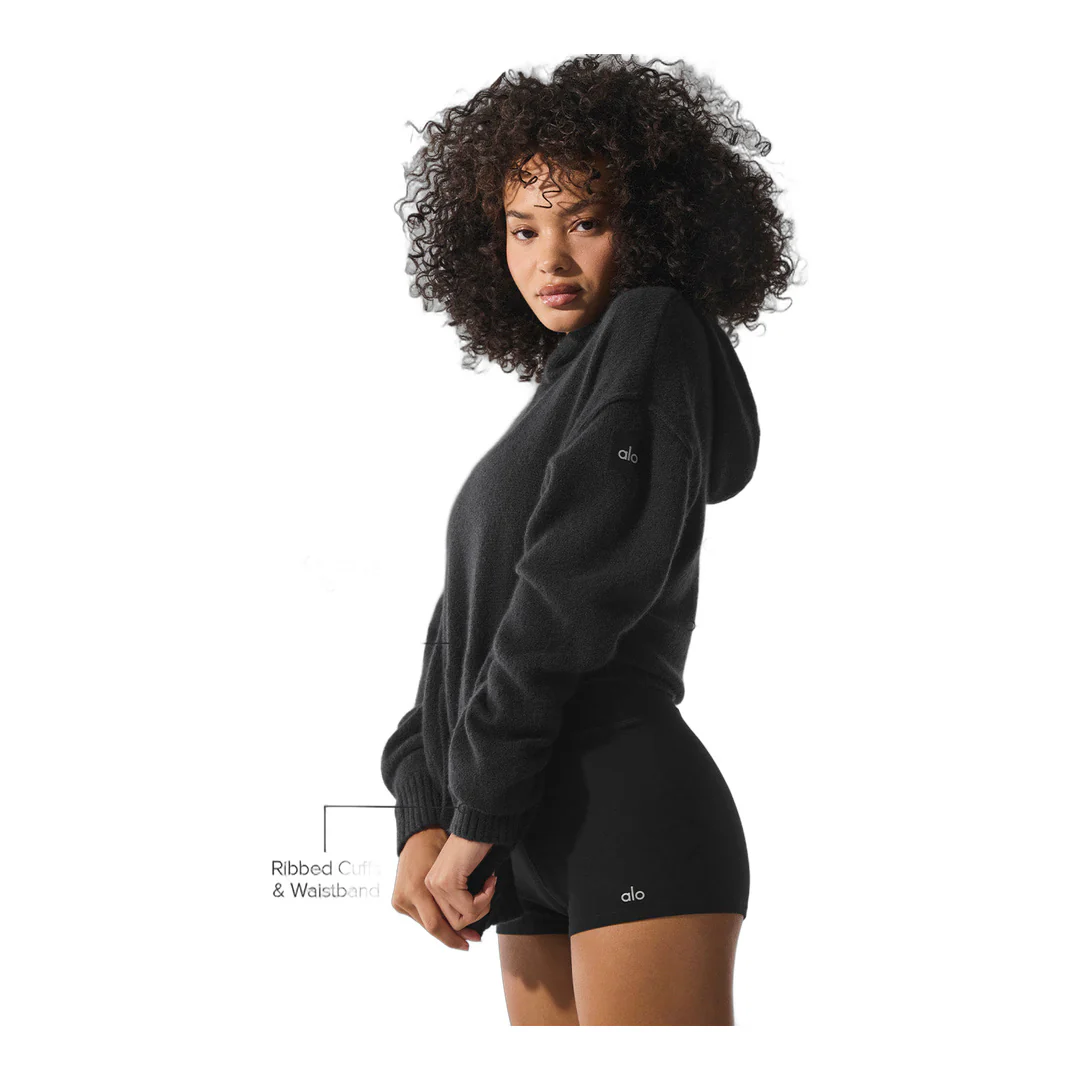 alo Wool Cashmere New Class Hoodie - Black - Image 2