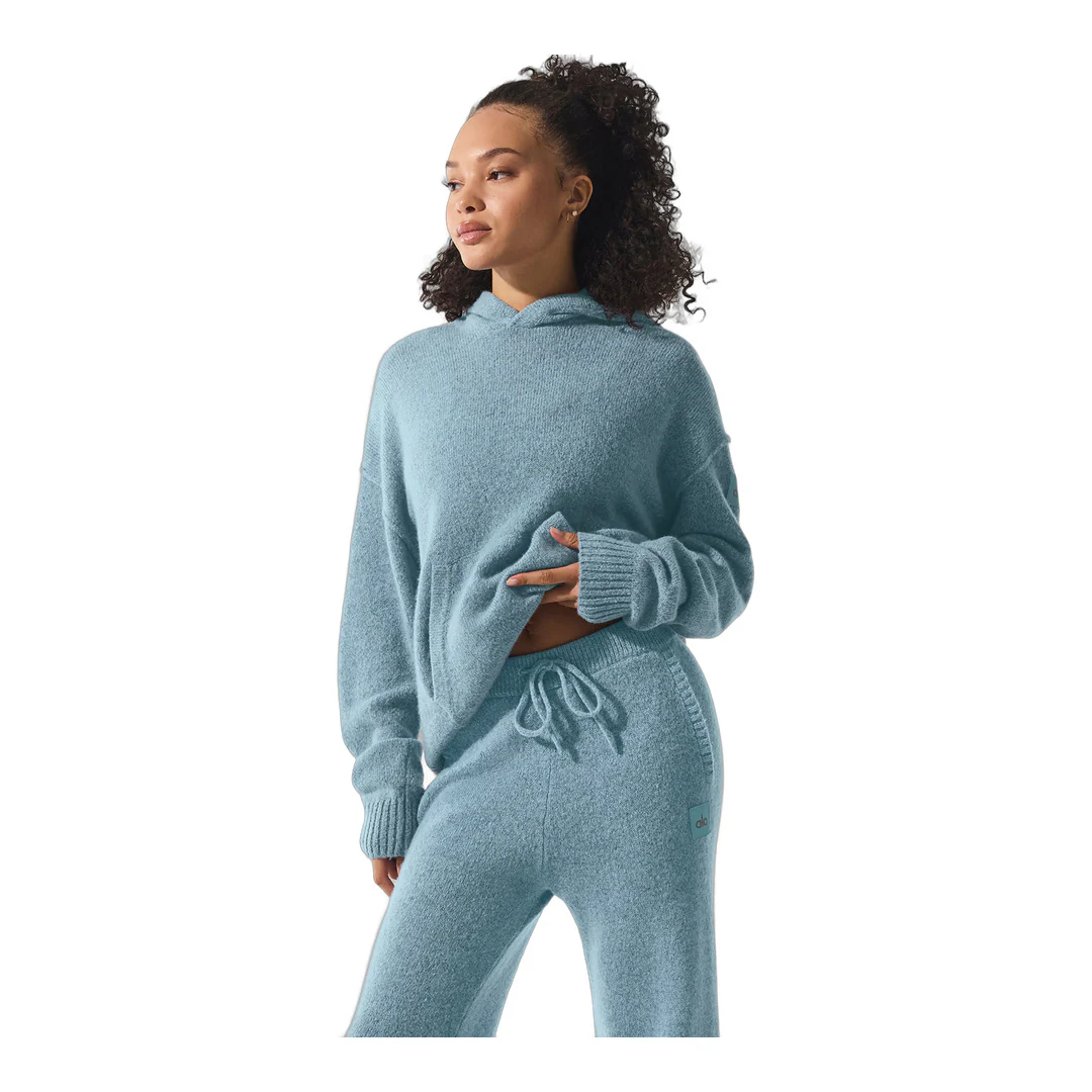 alo Wool Cashmere New Class Hoodie - Celestial Blue Granite Heather
