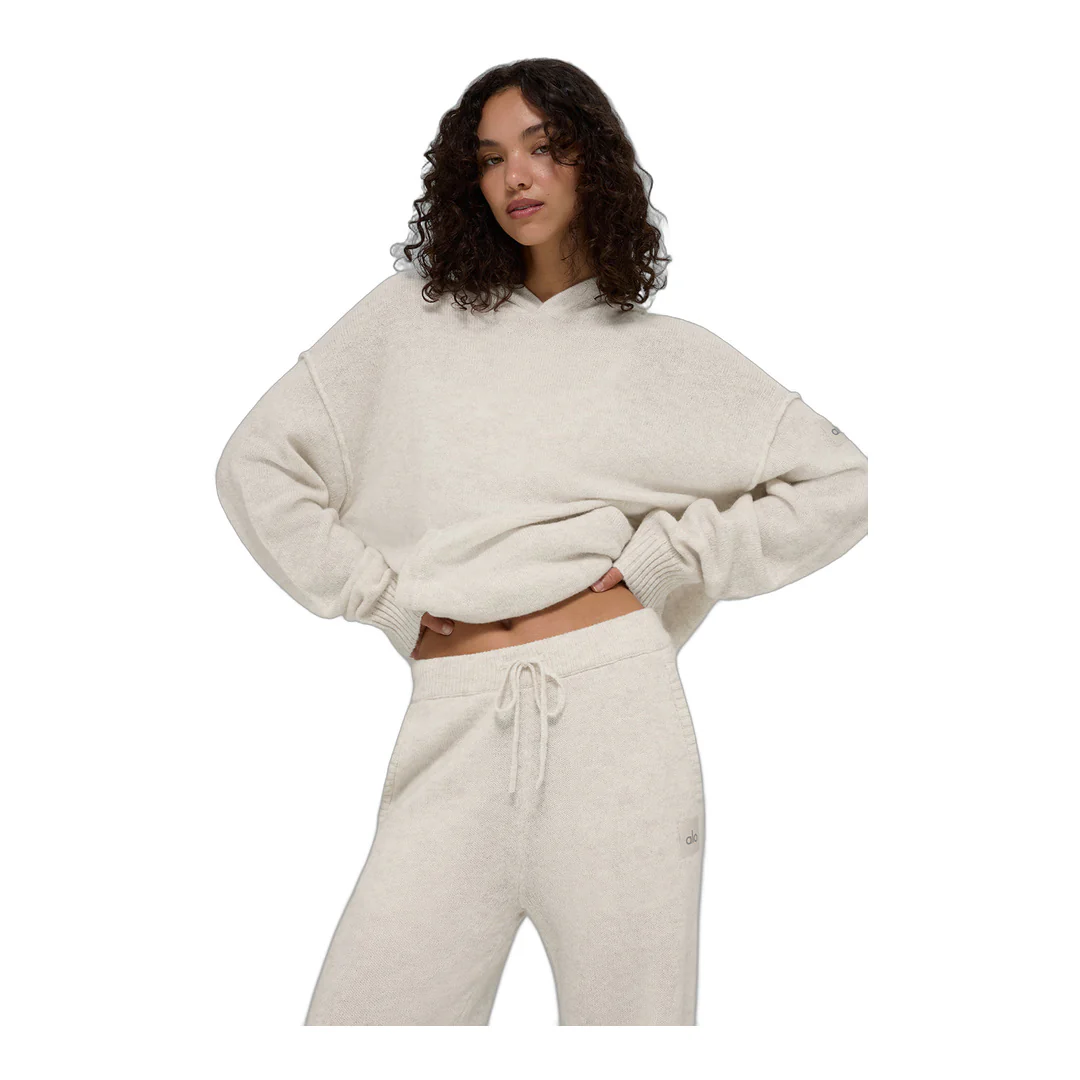 alo Wool Cashmere New Class Hoodie - Bone Heather