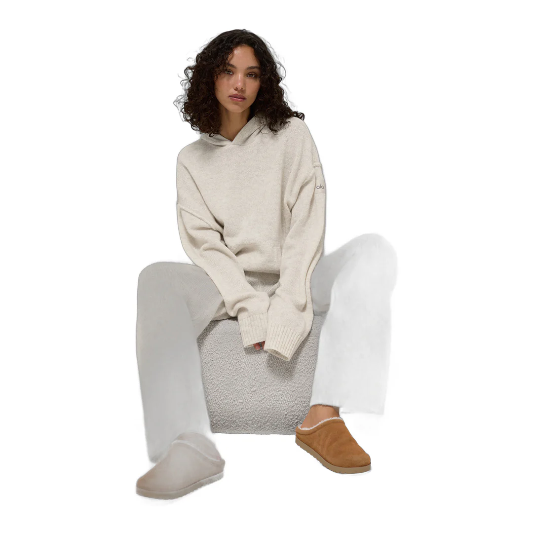 alo Wool Cashmere New Class Hoodie - Bone Heather - Image 3