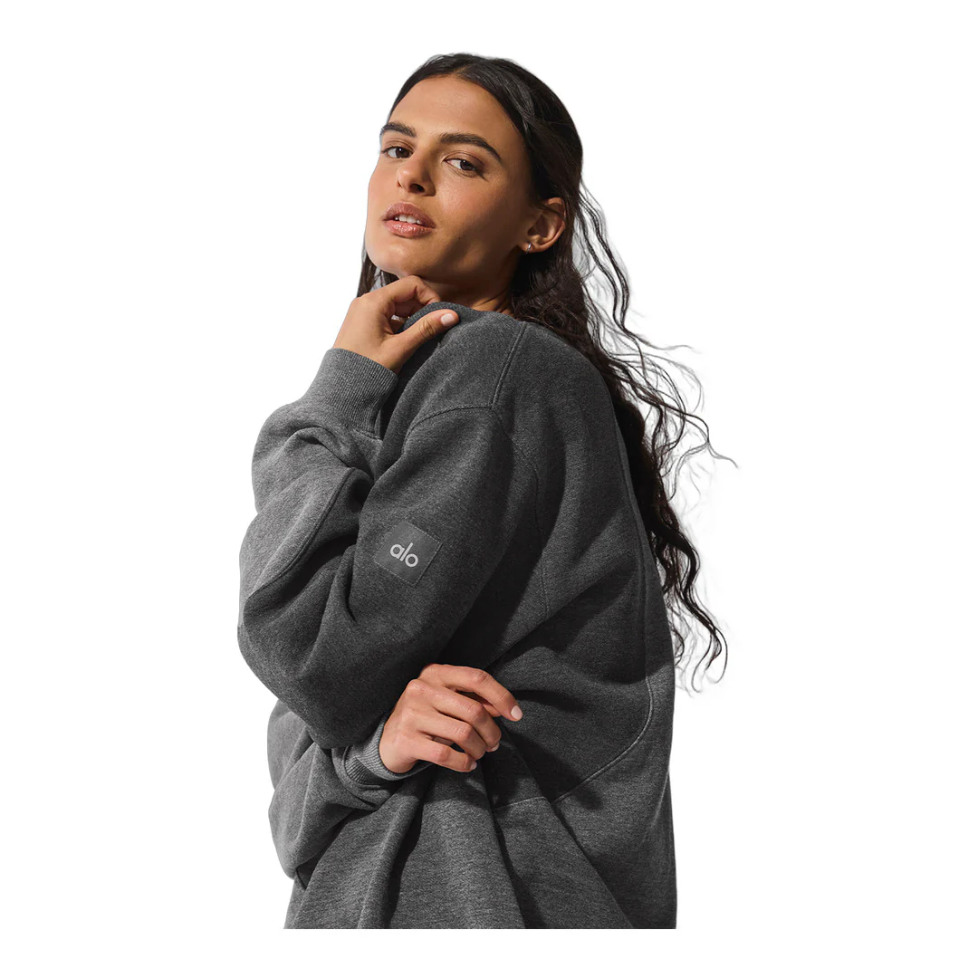 alo Make Waves Crew Neck Pullover - Dark Heather Grey Tonal - Image 3