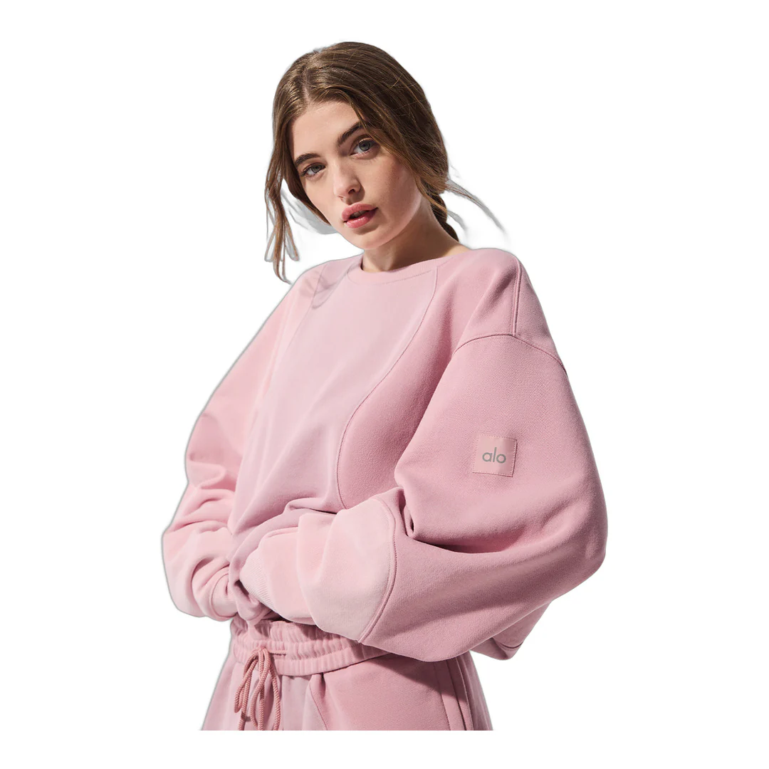 alo Make Waves Crew Neck Pullover - Sunset Pink Tonal - Image 3