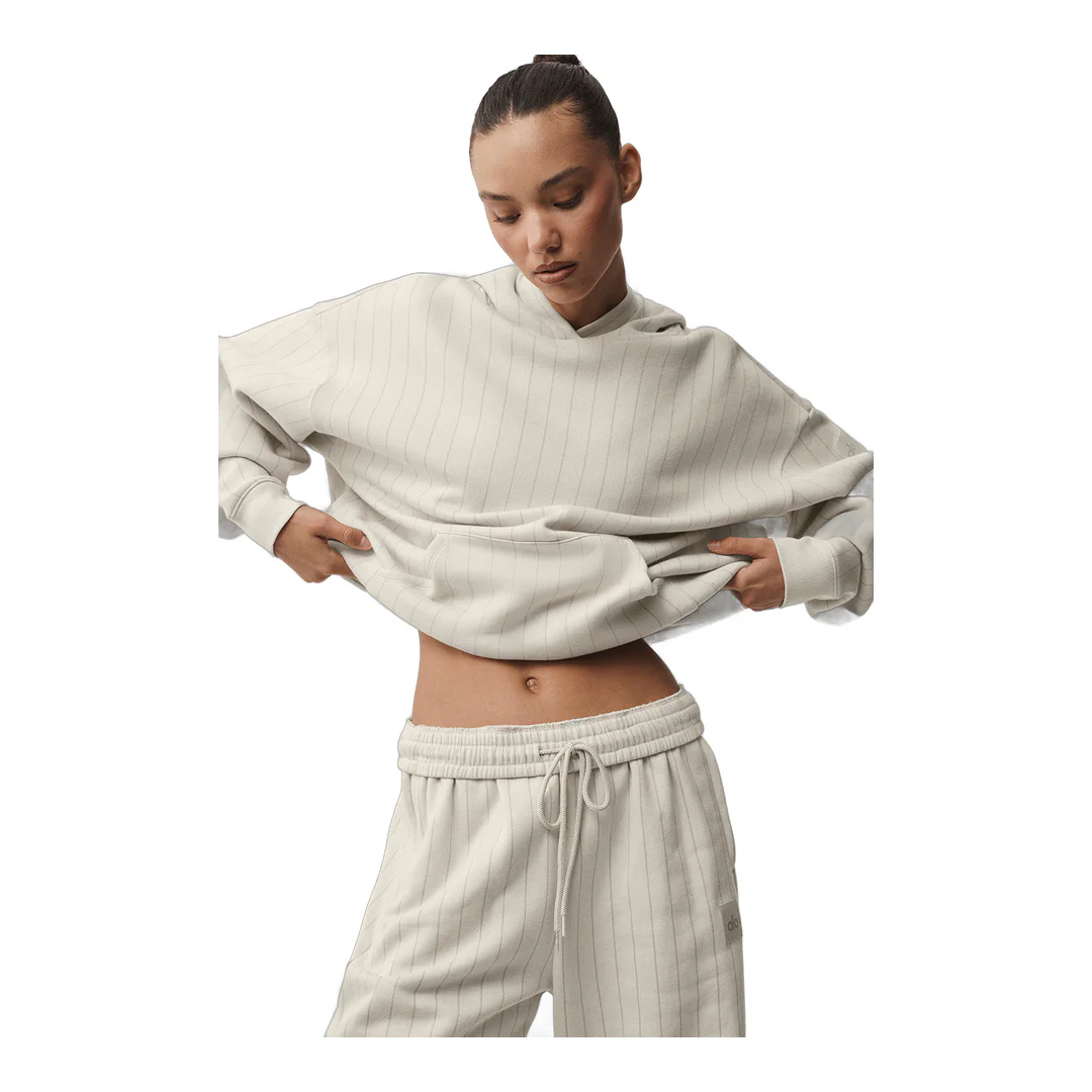 alo Pinstripe Hoodie - Bone Pinstripe