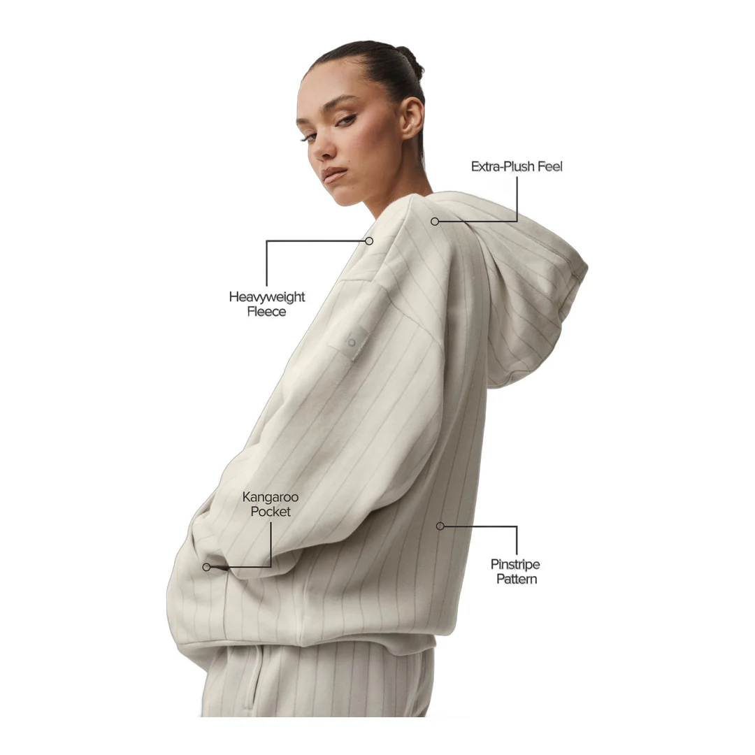 alo Pinstripe Hoodie - Bone Pinstripe - Image 2