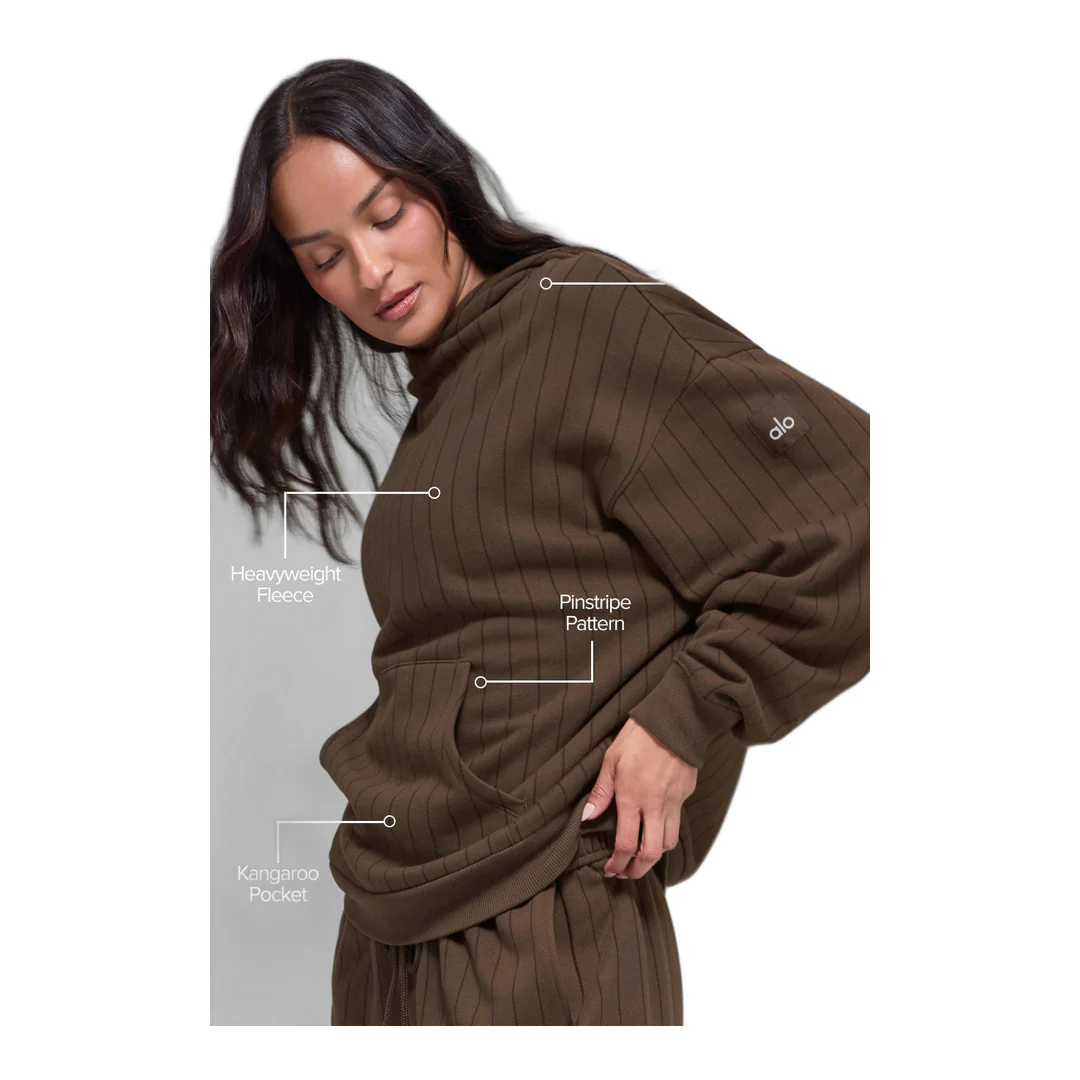 alo Pinstripe Hoodie - Espresso Pinstripe - Image 2