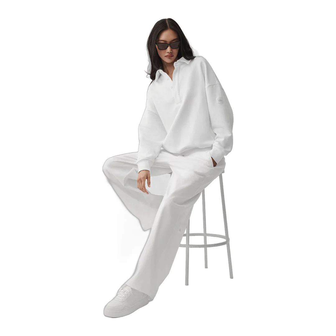 alo Take It Easy Long Sleeve Henley Pullover - White - Image 6