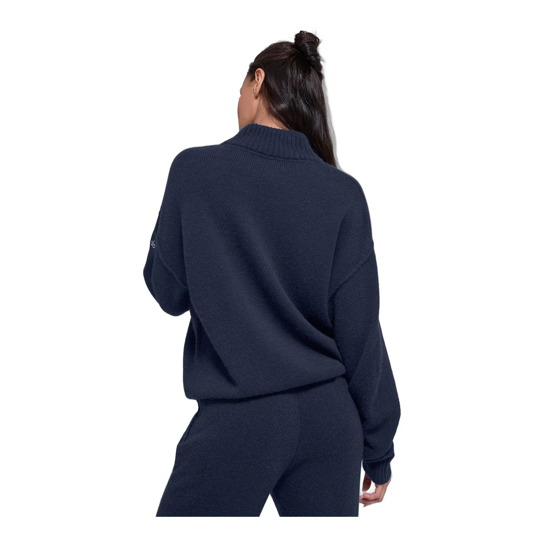 alo Wool Cashmere New Class 1/4 Zip Pullover - Navy - Image 3