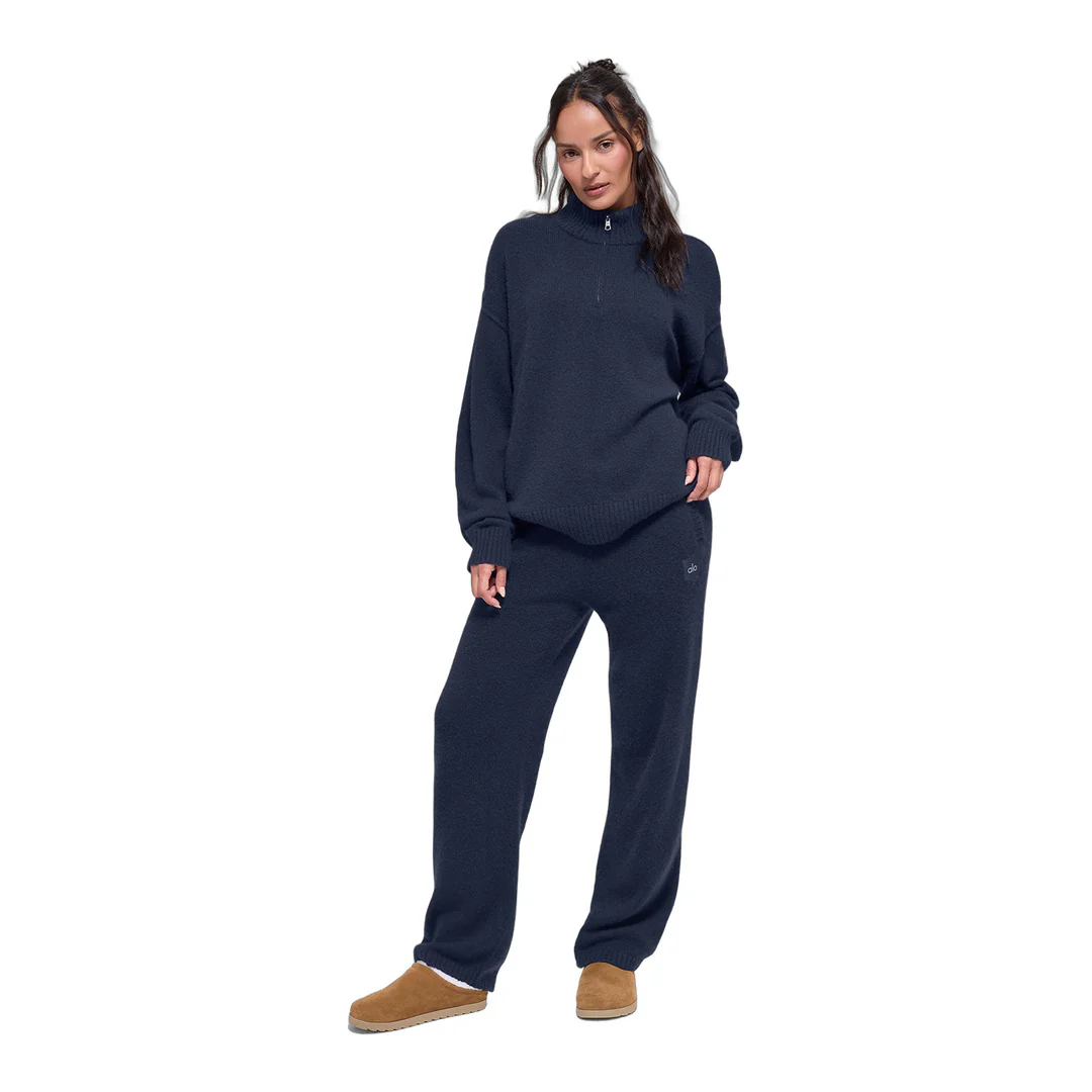 alo Wool Cashmere New Class 1/4 Zip Pullover - Navy - Image 5