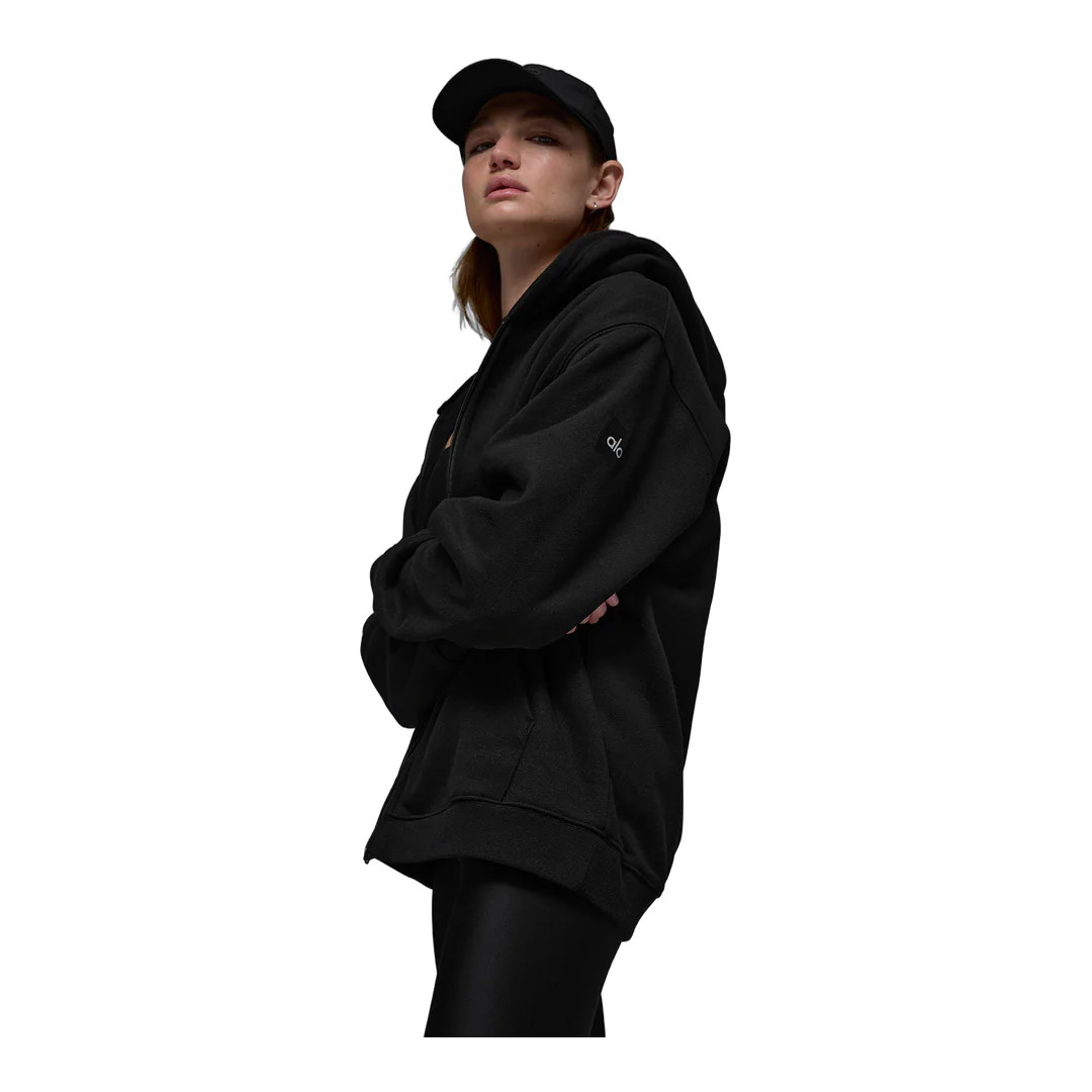 alo Renown Heavy Weight Full Zip Hoodie - Black - Image 3