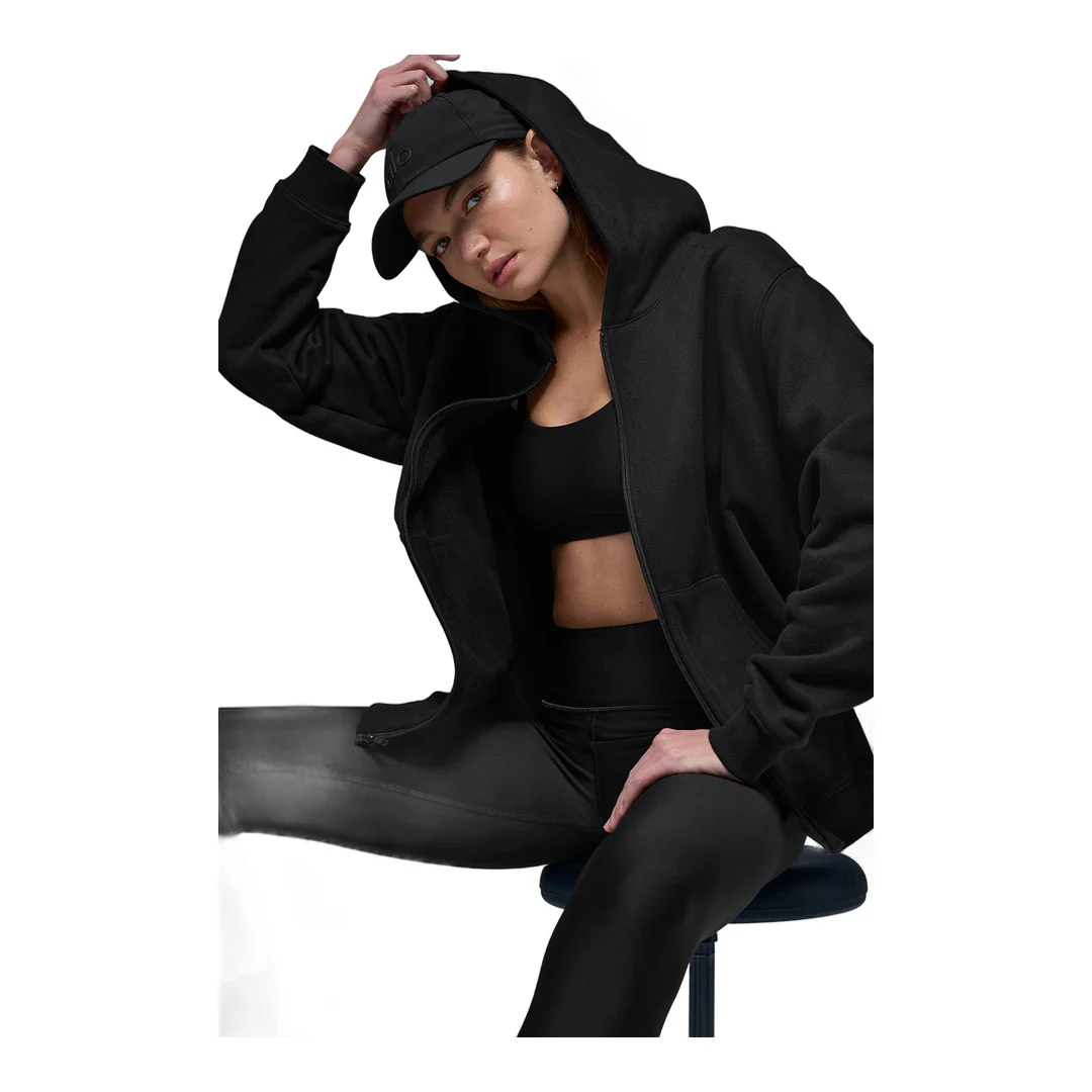 alo Renown Heavy Weight Full Zip Hoodie - Black - Image 4