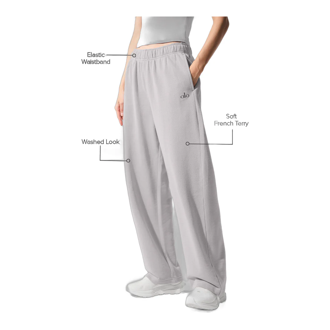 alo Washed Accolade Straight Leg Sweatpant - Grey Sky Wash - Image 2