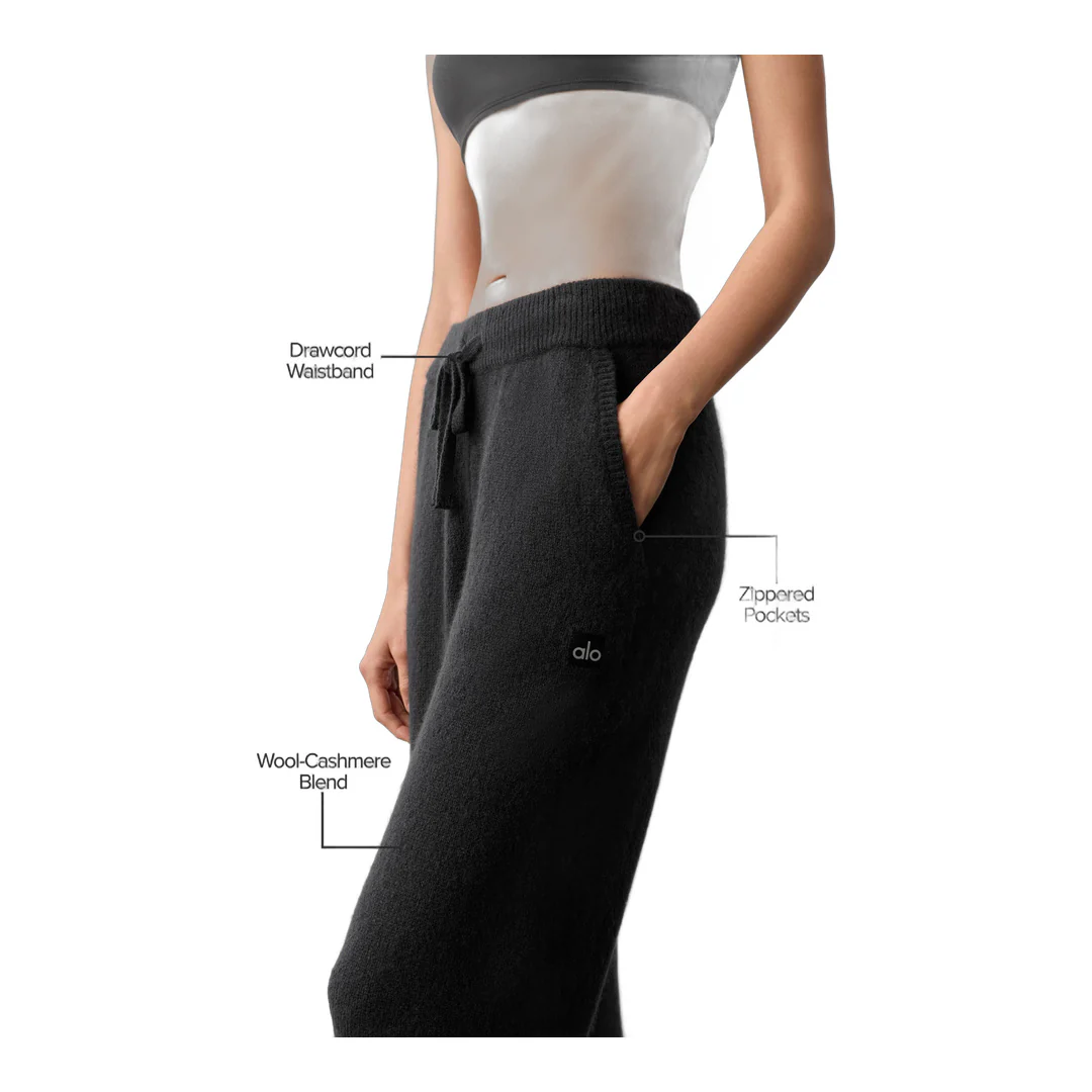 alo Wool Cashmere New Class Sweatpant - Black - Image 2