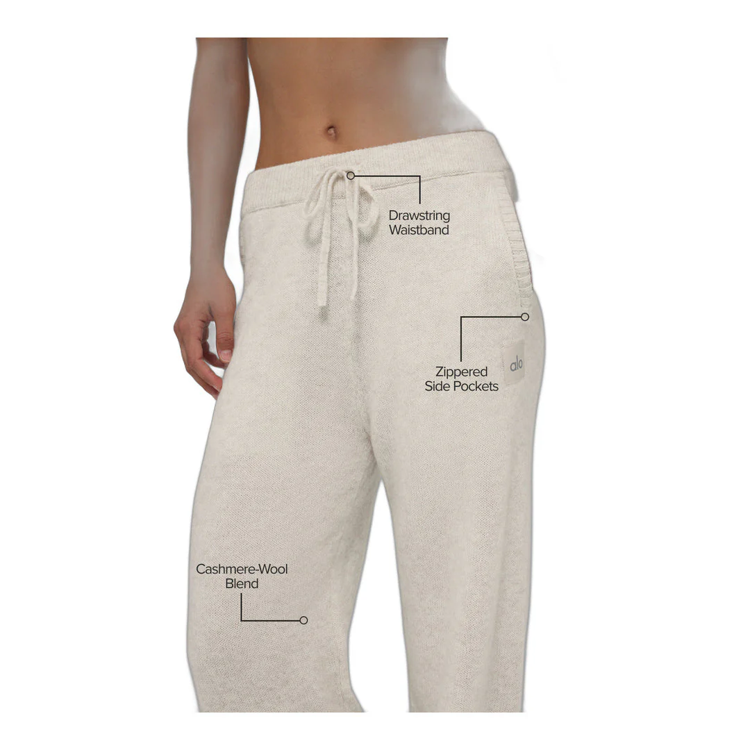 alo Wool Cashmere New Class Sweatpant - Bone Heather - Image 3