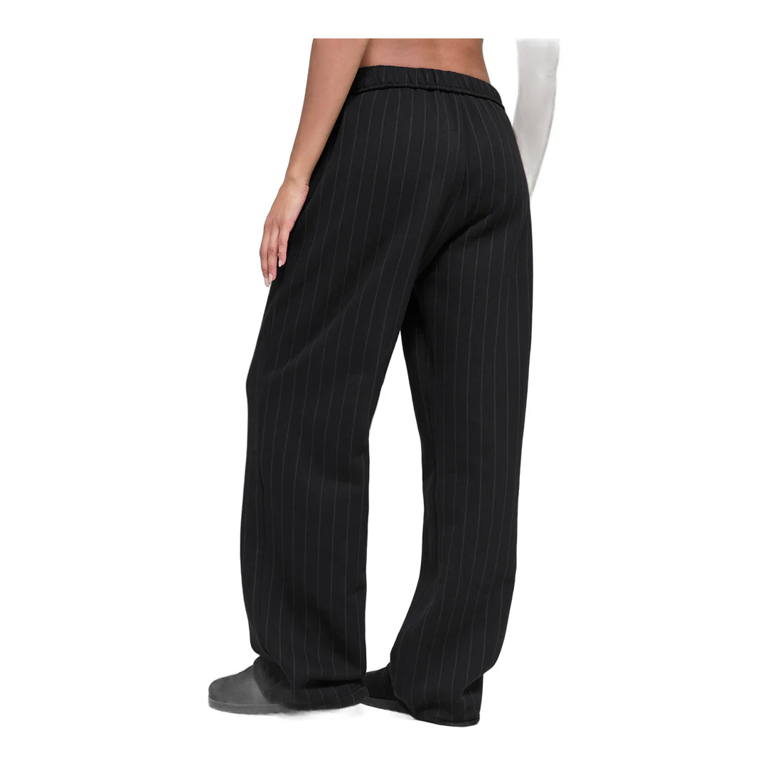 alo Pinstripe Straight Leg Sweatpant - Black Pinstripe - Image 3