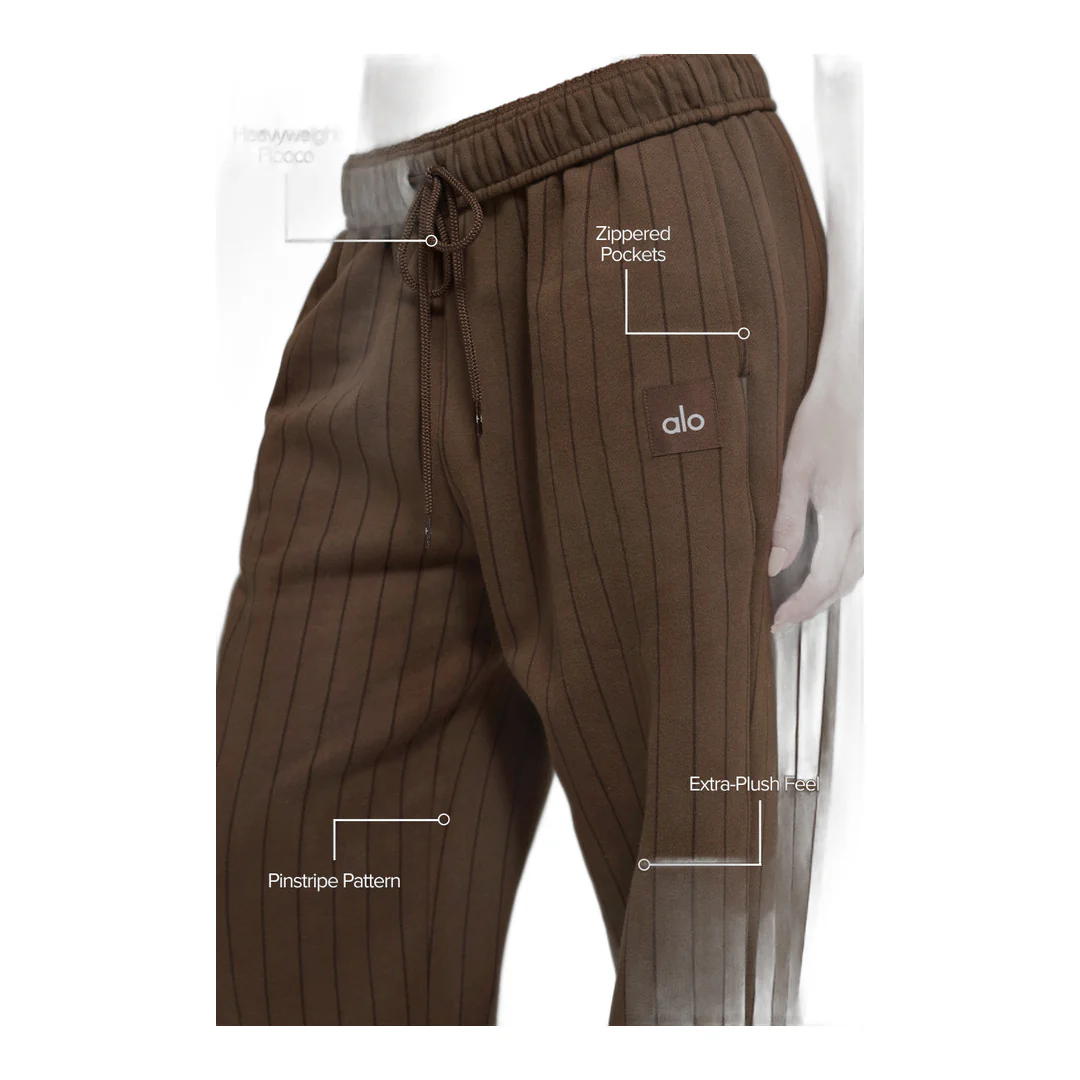 alo Pinstripe Straight Leg Sweatpant - Espresso Pinstripe - Image 2