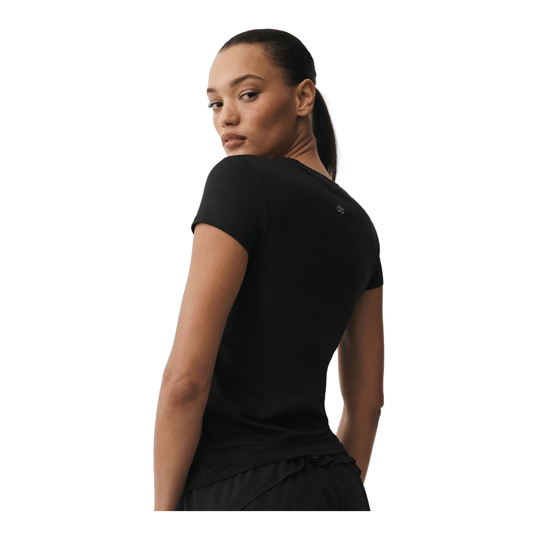 alo Alosoft Finesse Tee - Black - Image 2