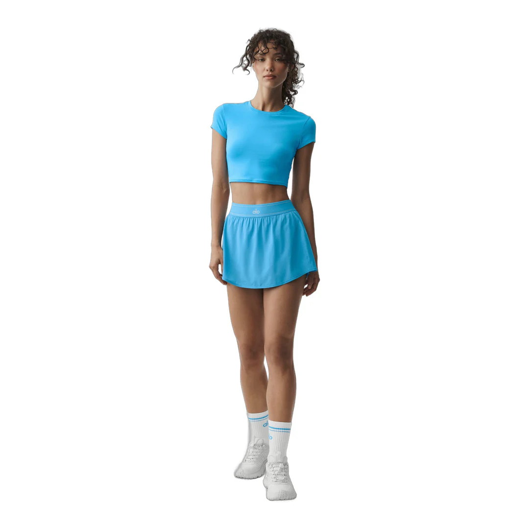 alo Alosoft Crop Finesse Short Sleeve - Azure Blue - Image 4