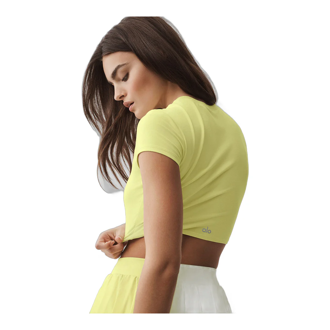 alo Alosoft Crop Finesse Short Sleeve - Sunshine - Image 2