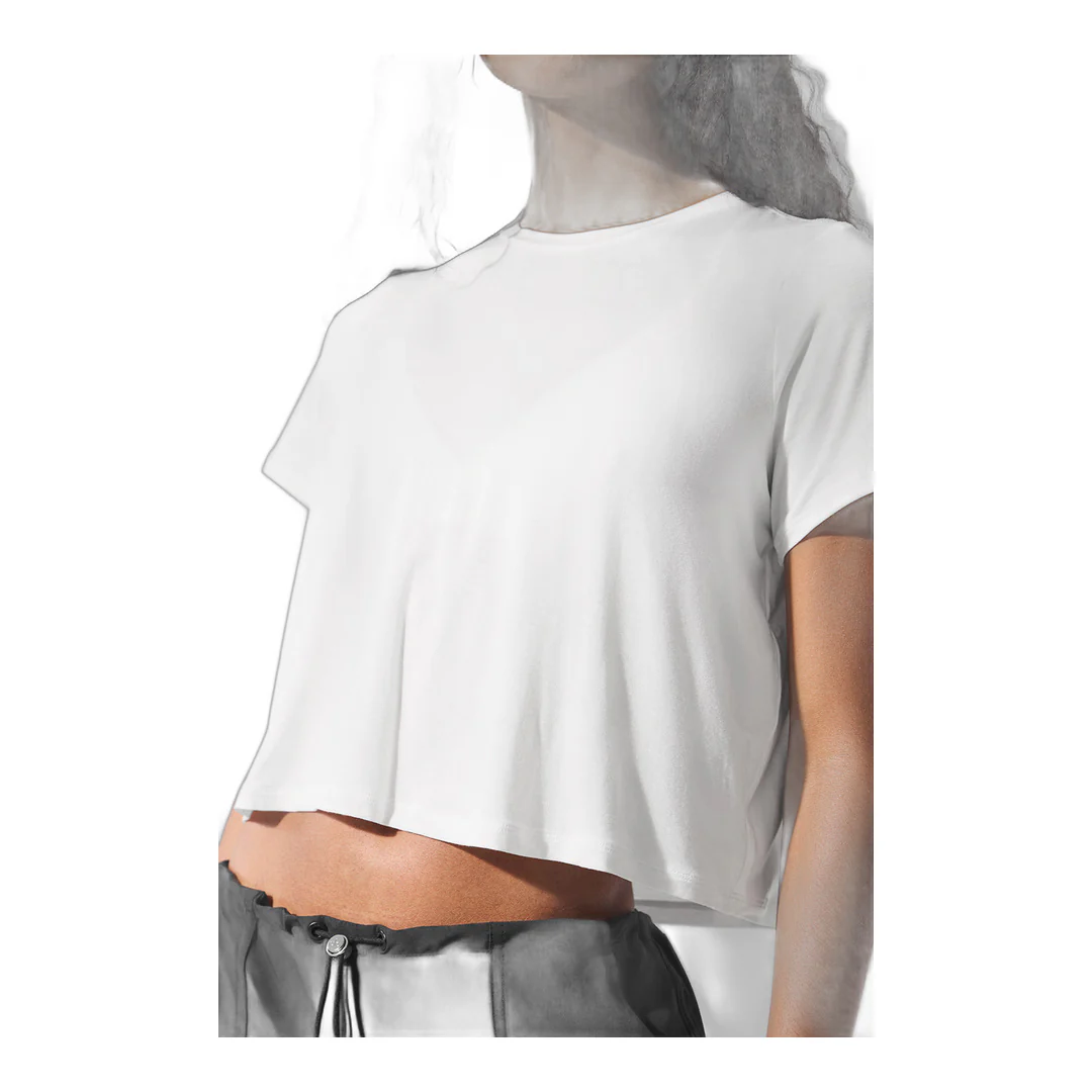 alo Cropped All Day Short Sleeve - White - Image 4