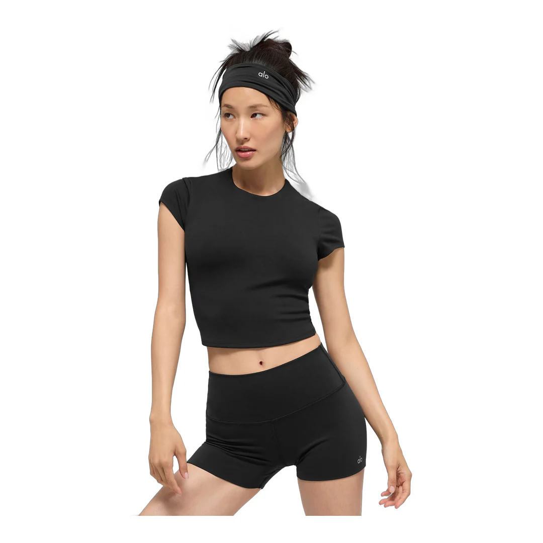 alo ALO Softsculpt Precision Short Sleeve Top - Black