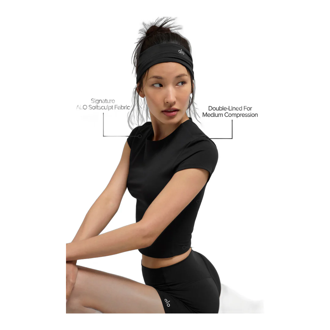 alo ALO Softsculpt Precision Short Sleeve Top - Black - Image 2