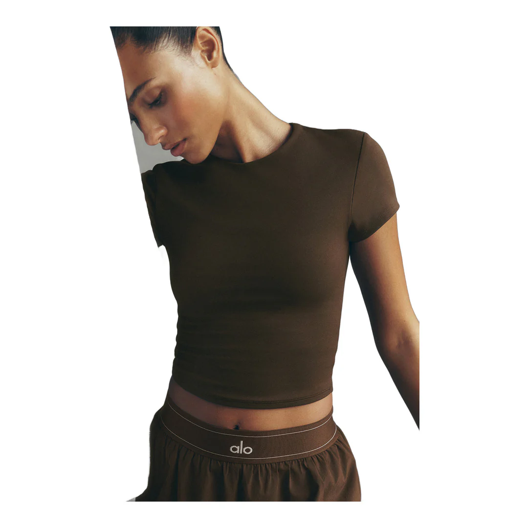 alo ALO Softsculpt Precision Short Sleeve Top - Espresso