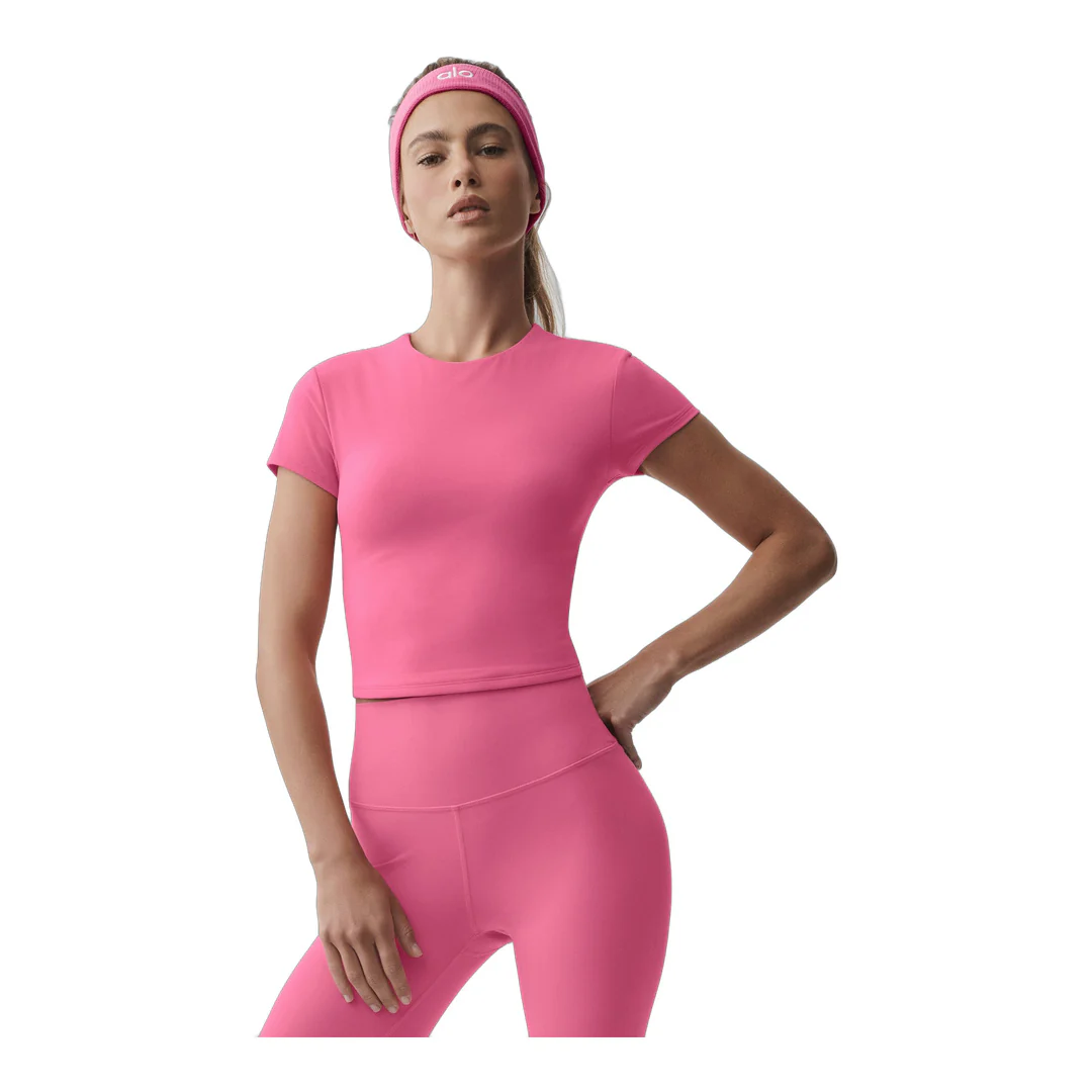 alo ALO Softsculpt Precision Short Sleeve Top - Paradise Pink - Image 3