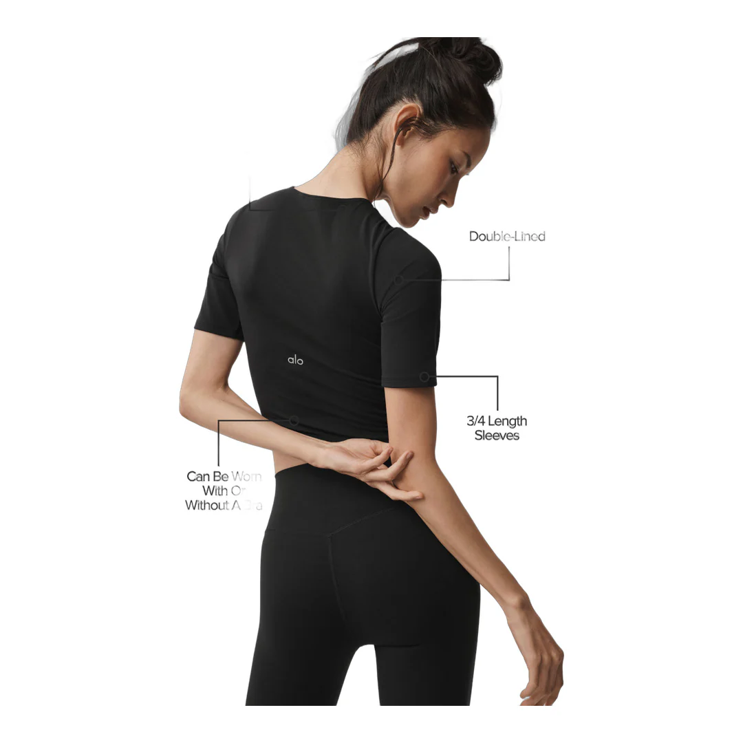alo ALO Softsculpt Precision Half Sleeve Tee - Black - Image 2