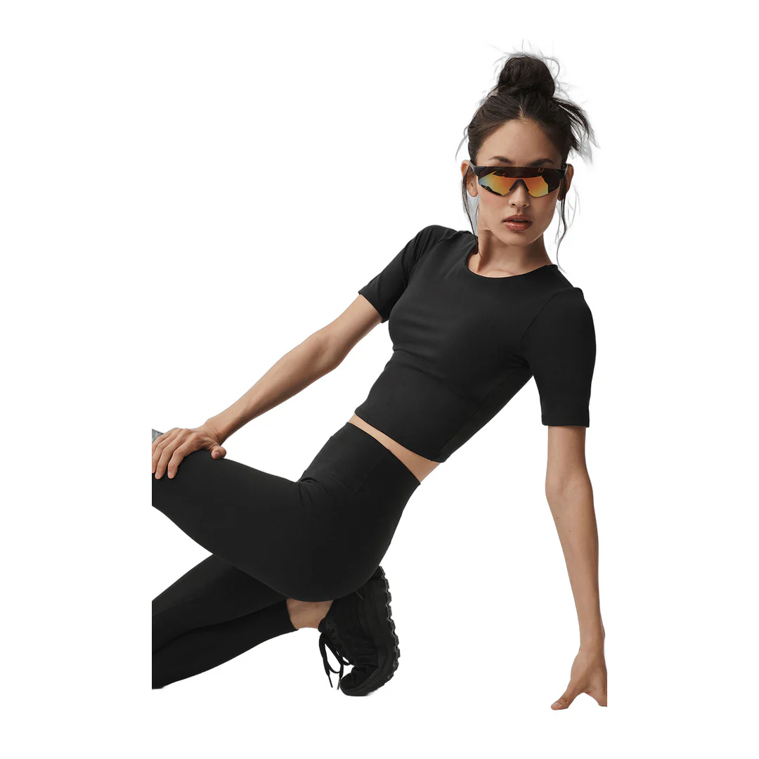 alo ALO Softsculpt Precision Half Sleeve Tee - Black - Image 3