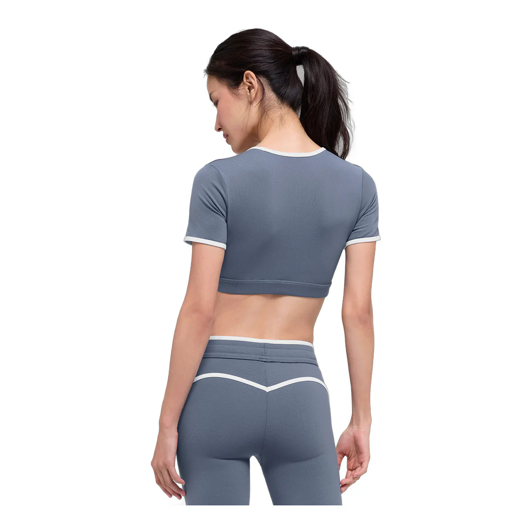 alo Airbrush Race Pace Short Sleeve - Bluestone/White - Image 2