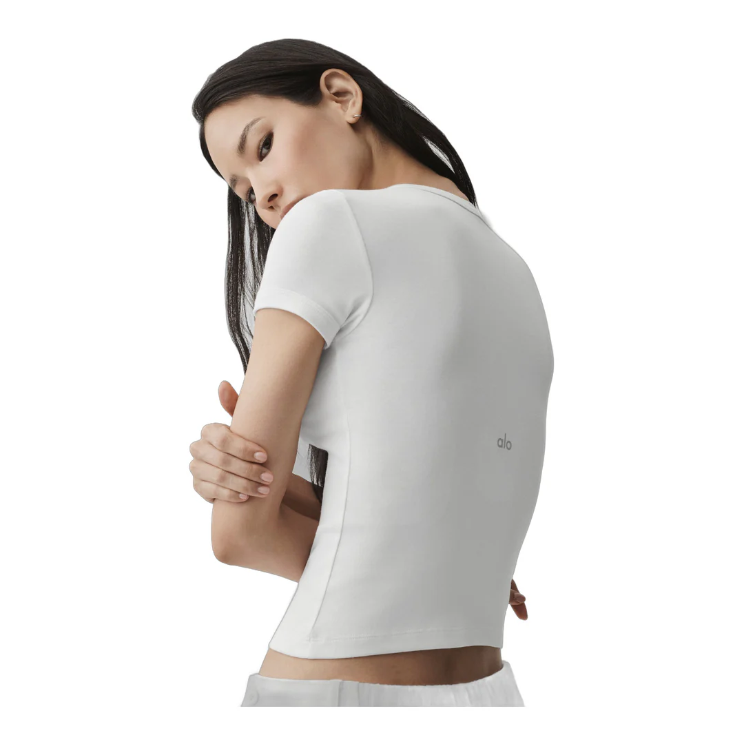 alo Timeless Tee - White - Image 3