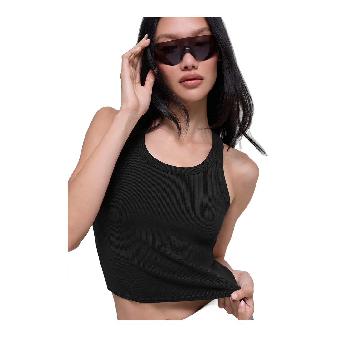 alo Goddess Ribbed Go-To Tank - Black - Image 3