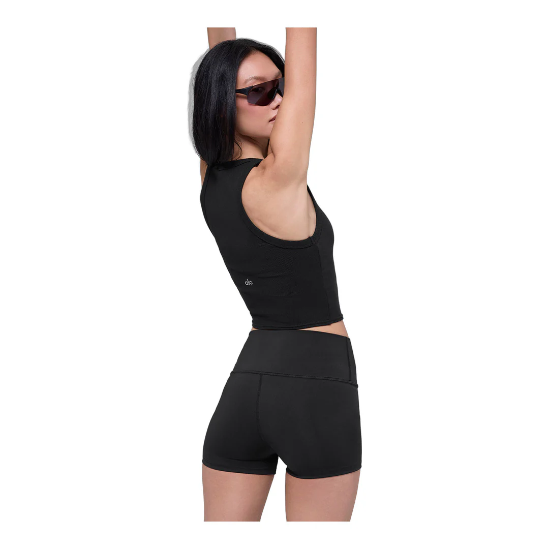 alo Goddess Ribbed Go-To Tank - Black - Image 4