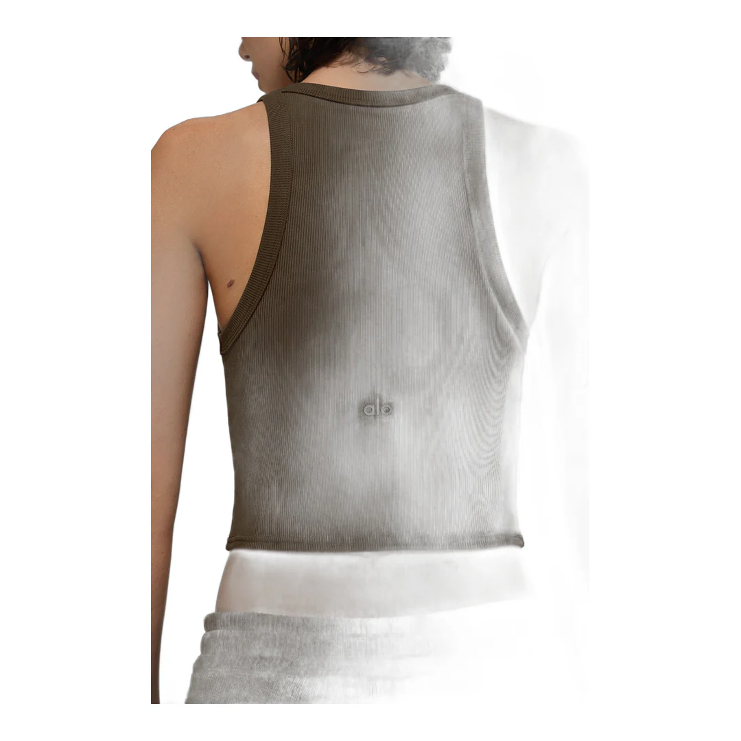 alo Goddess Ribbed Go-To Tank - Espresso - Image 5