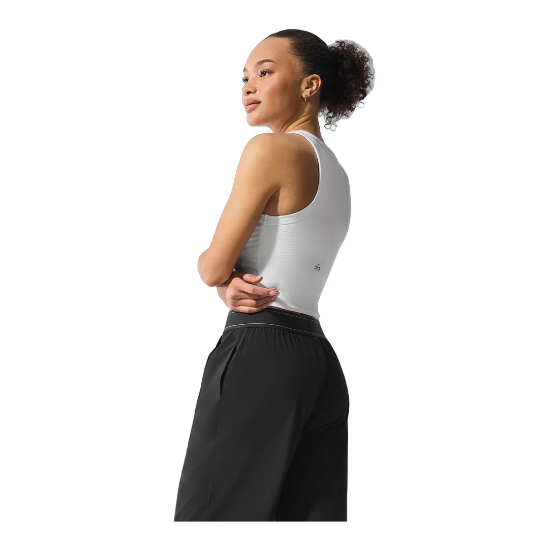 alo Goddess Ribbed Go-To Tank - White - Image 2