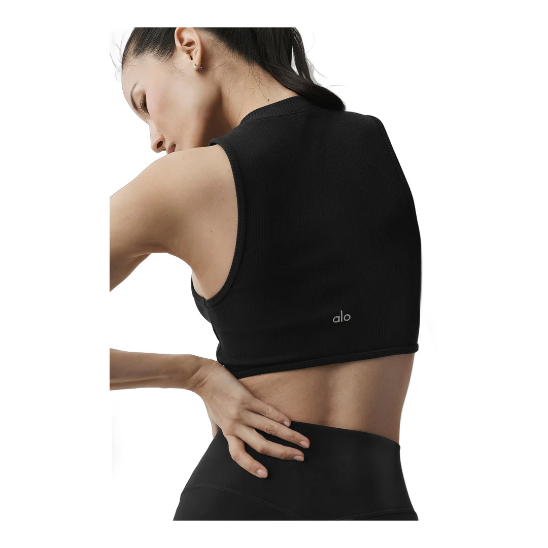alo Wellness Rib Flaunt Tank - Black - Image 2