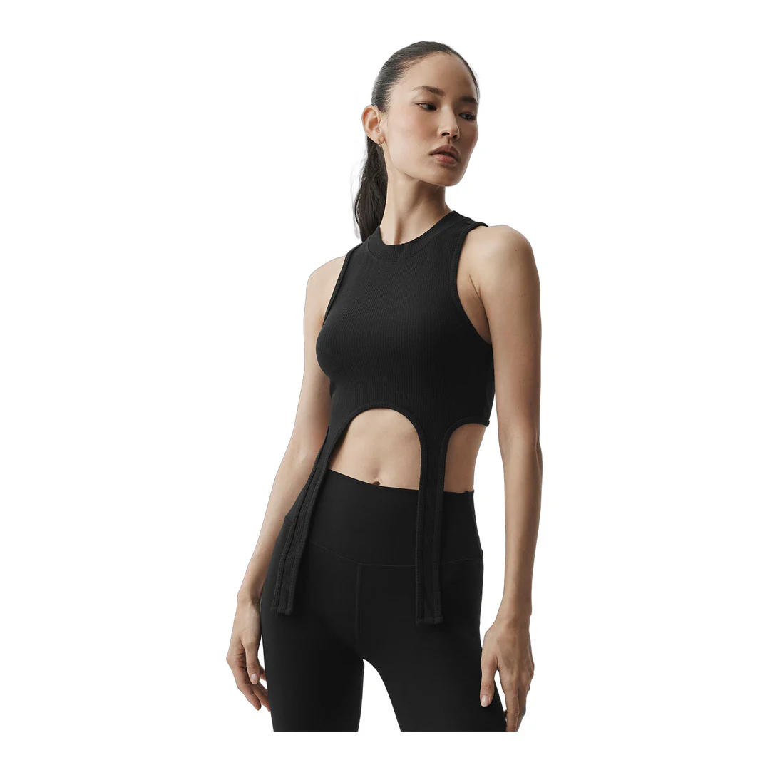 alo Wellness Rib Flaunt Tank - Black - Image 4