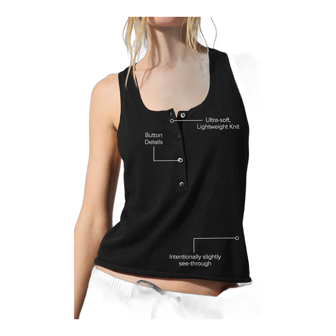 alo Supernatural Sweater Henley Tank - Black - Image 2