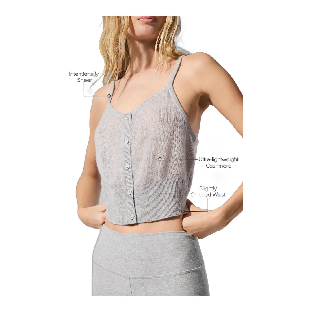 alo Sheer Cashmere Tank - Athletic Heather Grey - Image 2