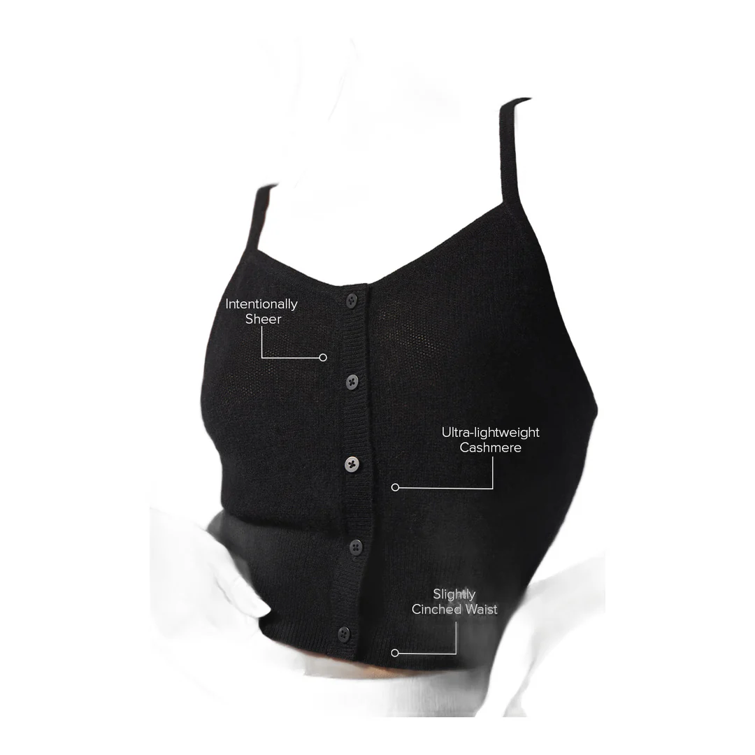 alo Sheer Cashmere Tank - Black - Image 2