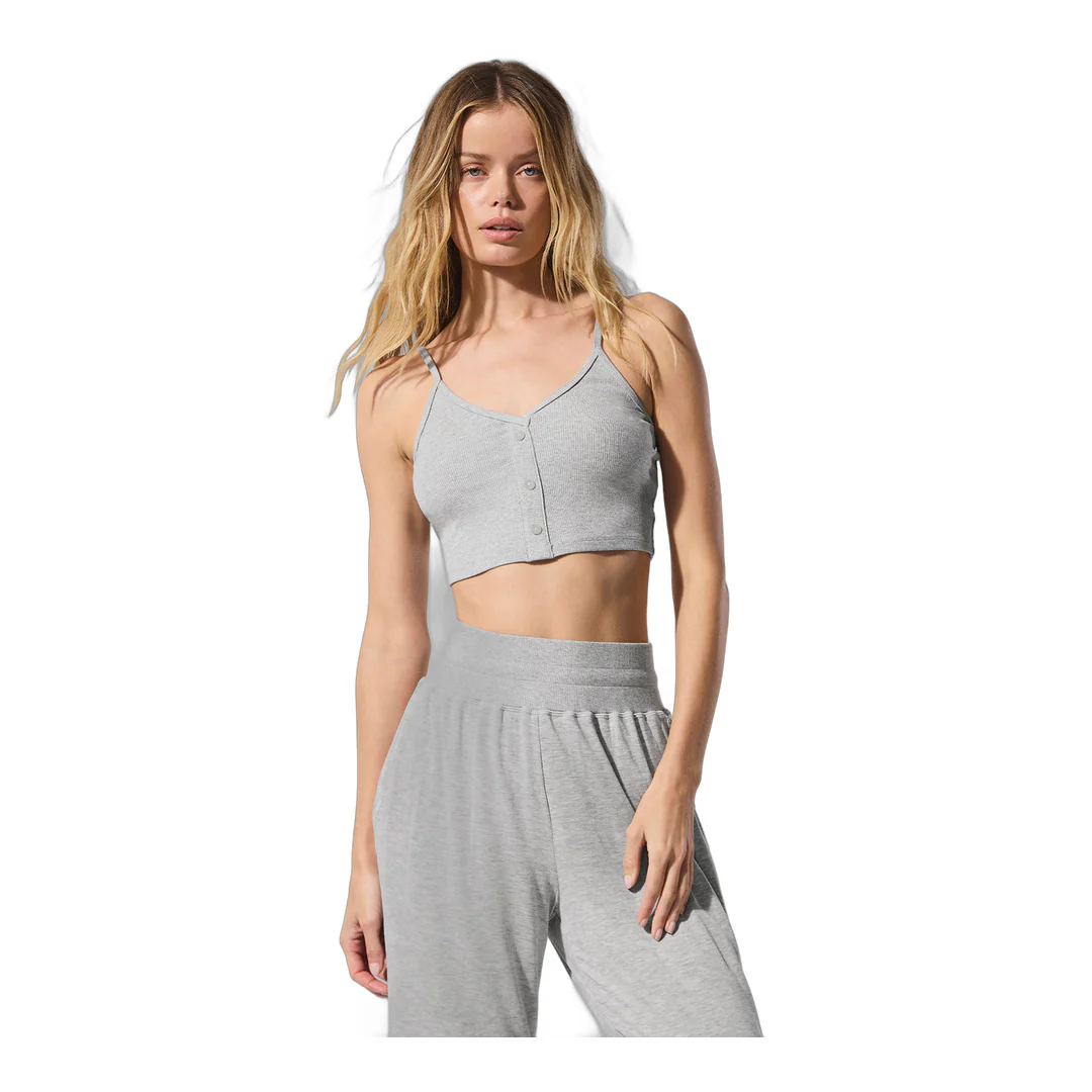 alo Ribbed Delicate Lounge Tank - Athletic Heather Grey