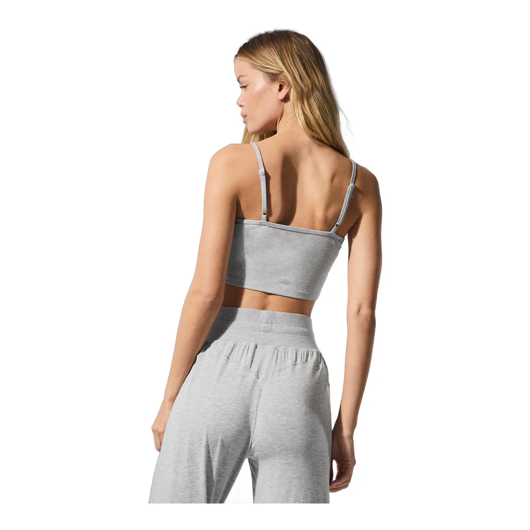 alo Ribbed Delicate Lounge Tank - Athletic Heather Grey - Image 3