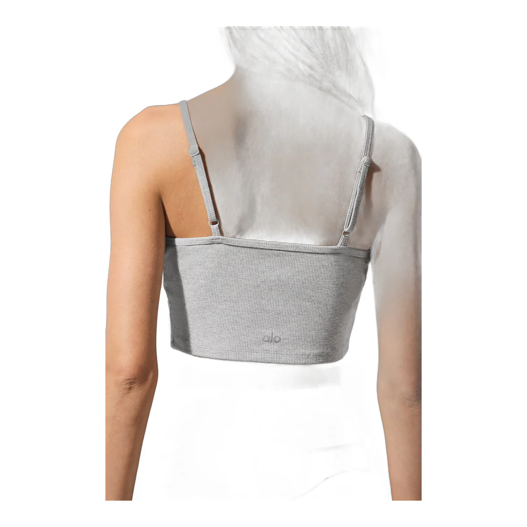 alo Ribbed Delicate Lounge Tank - Athletic Heather Grey - Image 5