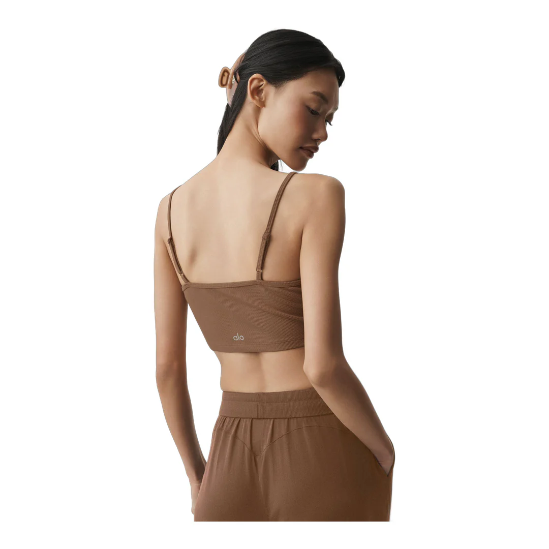 alo Ribbed Delicate Lounge Tank - Sun Kissed Brown - Image 2