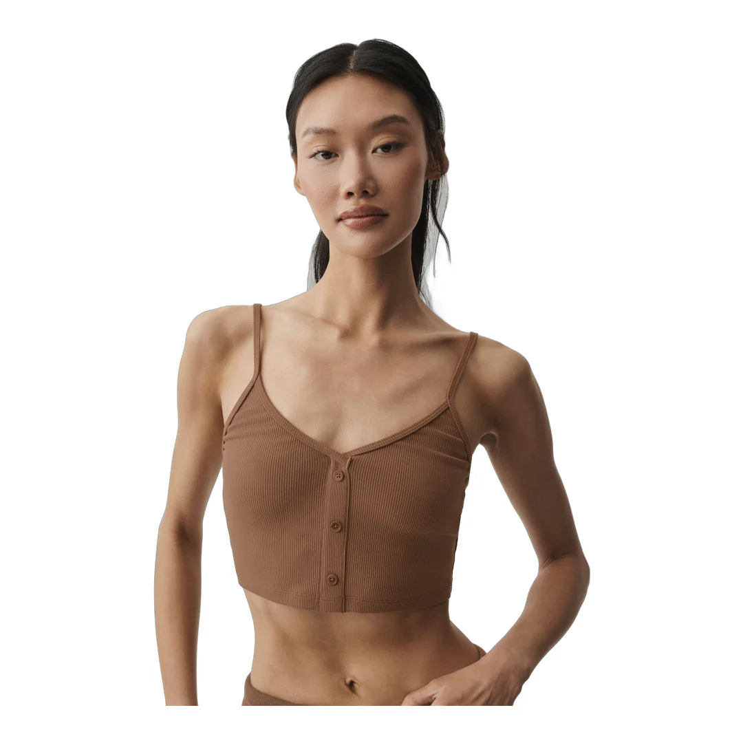 alo Ribbed Delicate Lounge Tank - Sun Kissed Brown - Image 3