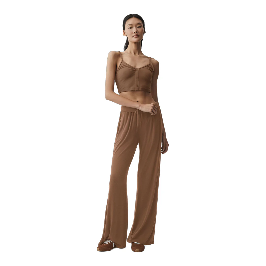 alo Ribbed Delicate Lounge Tank - Sun Kissed Brown - Image 4